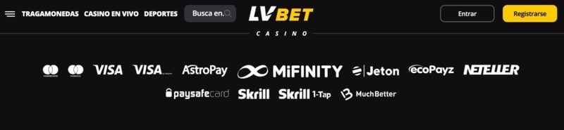 LV Bet - metodos de pago pagina web